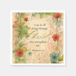 Philippians 4:13 I Can Do All Things Vintage Botan スタンダードカクテルナプキン