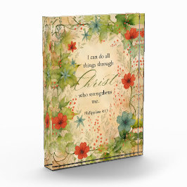 Philippians 4:13 I Can Do All Things Vintage Botan フォトブロック