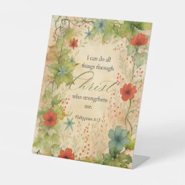 Philippians 4:13 I Can Do All Things Vintage Botan 台座サイン