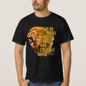 Philippians 4:13 Religious Lion Strengthens Tシャツ (正面)