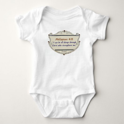 Philippians 4:13 Shield Baby Bodysuit ベビーボディスーツ (正面)
