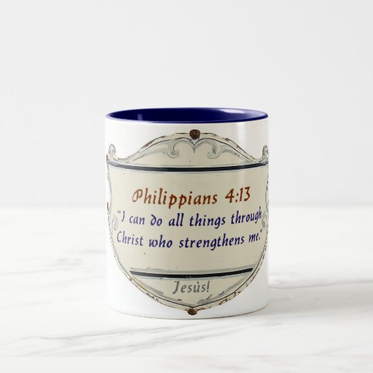 Philippians 4:13 Shield Coffee Mug ツートーンマグカップ (中央)