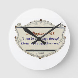 Philippians 4:13 Shield Wall Clock ラウンド壁時計