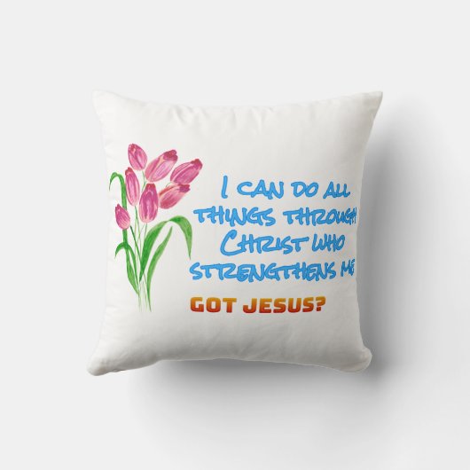 Philippians 4:13 Throw Pillow クッション (裏面)