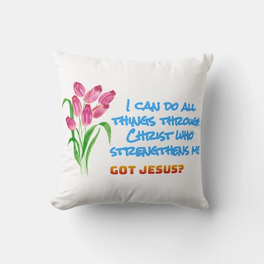 Philippians 4:13 Throw Pillow クッション (正面)