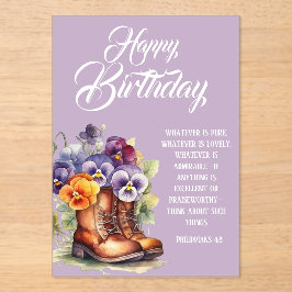 Philippians 4:8 Christian Birthday Greetings アクリル招待状