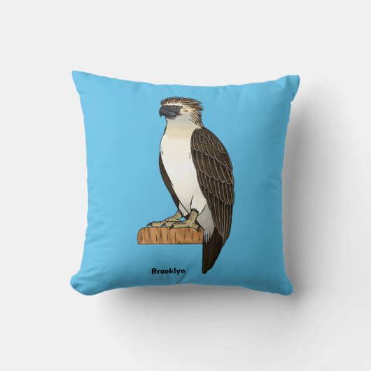 Philippine eagle bird cartoon illustration クッション (正面)