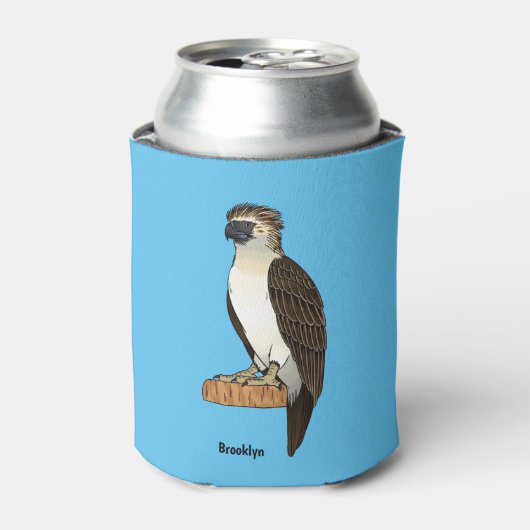 Philippine eagle bird cartoon illustration 缶クーラー (缶正面)