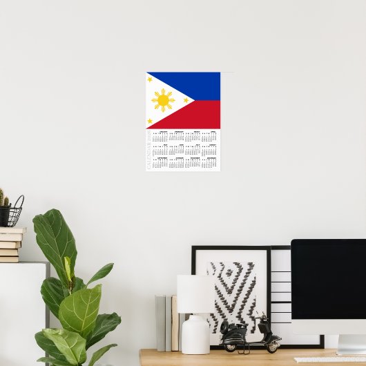 Philippines 2026 Calendar, Large, Philippine Flag ポスター (ホームオフィス)