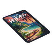 Philippines Beach Illustration Travel Art Vintage マグネット (右側)