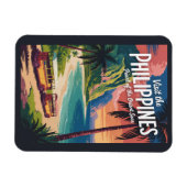 Philippines Beach Illustration Travel Art Vintage マグネット (横)