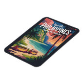 Philippines Beach Illustration Travel Art Vintage マグネット (左側)