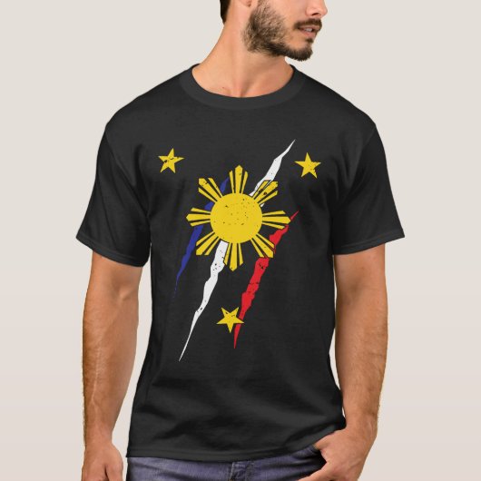 Philippines Flag Filipino Filipina Pinoy Pride Nat Tシャツ (正面)