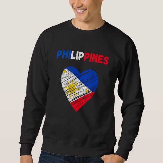 Philippines Flag Holiday Philippines Heart Filipin スウェットシャツ (正面)