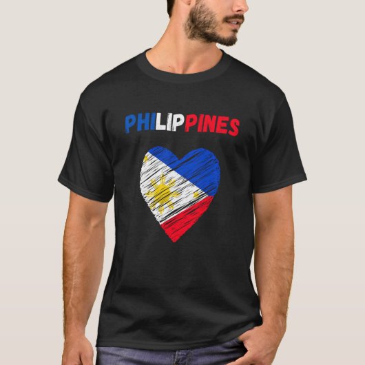Philippines Flag Holiday Philippines Heart Filipin Tシャツ (正面)