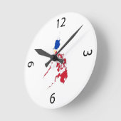 Philippines flag on the map ラウンド壁時計 (傾斜)