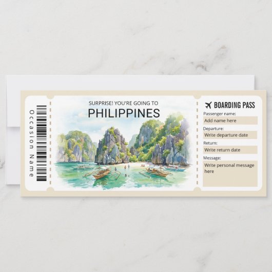 Philippines Trip Boarding Pass Ticket 招待状 (正面)