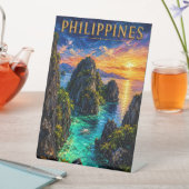 Philippines: Tropical Sunset Palawan Coast Art Sou 台座サイン (インサイチュ)