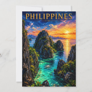 Philippines: Tropical Sunset Palawan Coast Art Sou 招待状