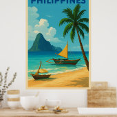 Philippines Vintage Travel– Tropical Beach  ポスター (キッチン)
