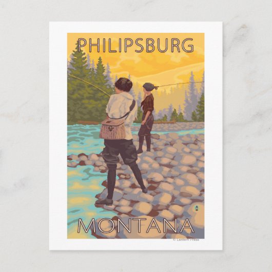 Philipsburg, MontanaWomen Fly Fishing ポストカード (正面)