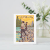 Philipsburg, MontanaWomen Fly Fishing ポストカード (スタンド正面)