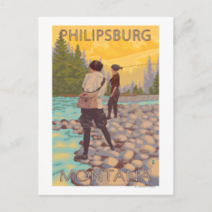 Philipsburg, MontanaWomen Fly Fishing ポストカード