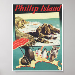 Phillip Island Australia Vintage Travel Poster ポスター