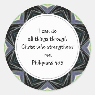 Phillipians 4:13聖なる書物、 経典Memory Verse Sticker ラウンドシール