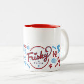 Phillyで快活: コラージュのデザインのコーヒー・マグ ツートーンマグカップ (正面右)