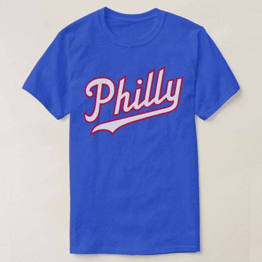 PhillyスクリプトBlueWhiteRed Tシャツ (デザイン正面)