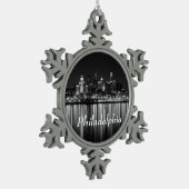 Philly夜b/w スノーフレークピューターオーナメント (左)