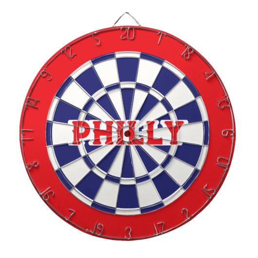 PHILLY フィラデルフィア 白、ネイビーブルー、赤 ダーツボード (正面)