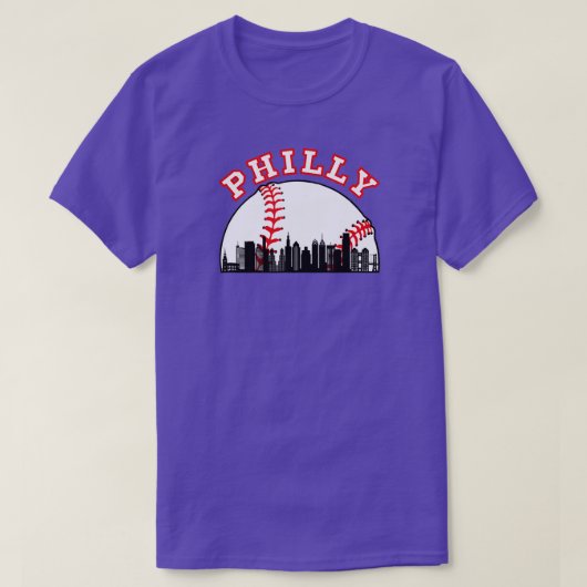 Philly Baseball  Philly PA Cityscape Skyline  Tシャツ (デザイン正面)