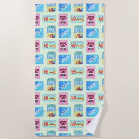 Philly Beach Towel - Philadelphia Tin Fish Sardine ビーチタオル (正面)