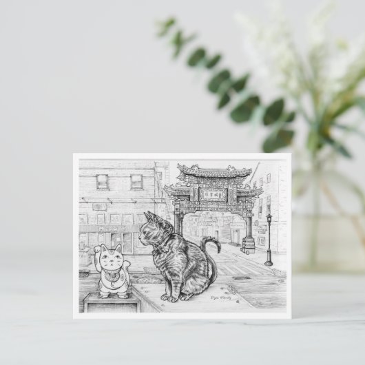 Philly Cat in Chinatown ポストカード (スタンド正面)
