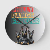 Philly Dawgs Forever Wall Clock – Philly Pride ラウンド壁時計 (正面)