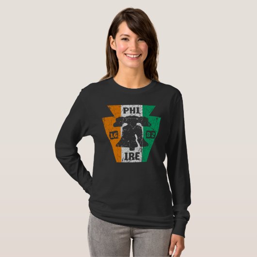 PHILLY FAN IRISH FLAG IRE LIBERTY BELL PHILADELPHI Tシャツ (正面フル)