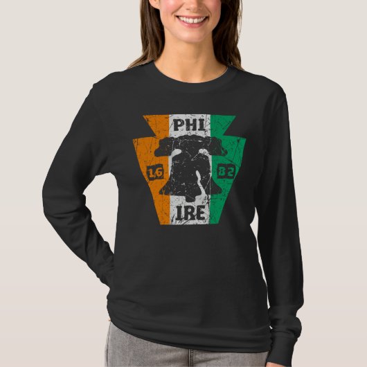 PHILLY FAN IRISH FLAG IRE LIBERTY BELL PHILADELPHI Tシャツ (正面)