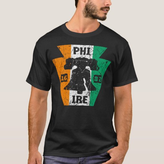 PHILLY FAN IRISH FLAG IRE LIBERTY BELL PHILADELPHI Tシャツ (正面)