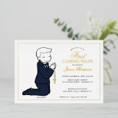 Philosophien Erste Kommunion - Junge 箔招待状 (立ち正面)