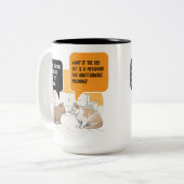 Philosophy Cat Red Dot Existential Humor Art ツートーンマグカップ (正面左)