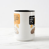 Philosophy Cat Red Dot Existential Humor Art ツートーンマグカップ (中央)