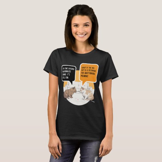 Philosophy Cat Red Dot Existential Humor Art Tシャツ (正面フル)