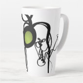 Philydionからの挨拶:抽象芸術白黒 カフェラテマグ (右アングル)