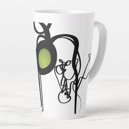 Philydionからの挨拶:抽象芸術白黒 カフェラテマグ (右アングル)