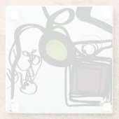 Philydionからの挨拶：抽象芸術白黒 ガラスコースター (裏面)