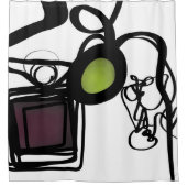 Philydionからの挨拶：抽象芸術白黒 シャワーカーテン (正面)