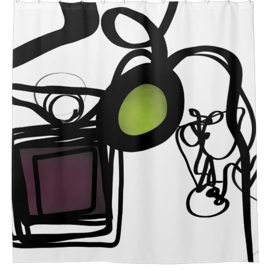 Philydionからの挨拶：抽象芸術白黒 シャワーカーテン (正面)