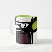Philydionからの挨拶：抽象芸術白黒 ツートーンマグカップ (正面左)